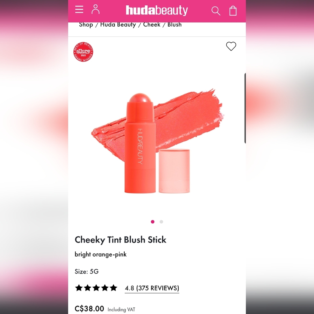 💫NEW HUDA BEAUTY | Cheeky Tint Blush Stick In Coral Cutie